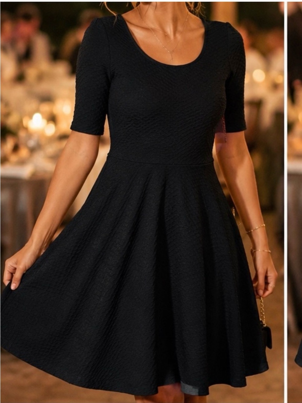 LuLaRoe Black Nicole Scoop Neck Fit-and-Flare Dress